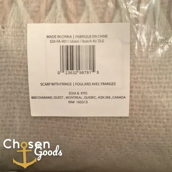 Soia & Kyo Fringe Scarf Woven Scarfigan Wrap Women’s Gray & Peach RV $85 NWT - Picture 5 of 5